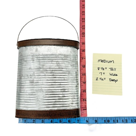 Transpac Galvanized Metal Containers Trio Rustic Oval Design Storage Buckets - Picture 7 of 12